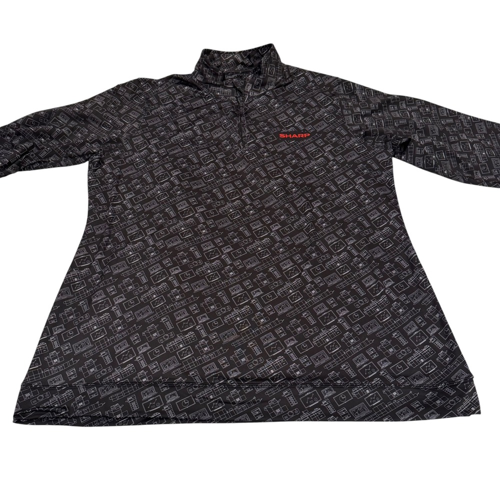 Fore Fathers Sharp Logo Quarter Zip‎ Pullover Black Blueprint Print Mens XXXL